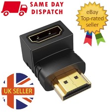 1x 90 DEGREE RIGHT ANGLE or 1x 270 HDMI CABLE ADAPTER Female to Male CONNECTOR