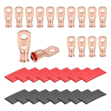 16 Pcs Battery Cable Ends 2 AWG 5/16" with Heat Shrink Tubing