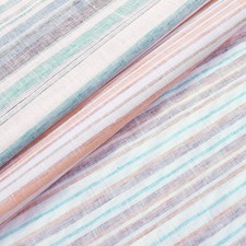 Multi Stripe Polyester Cotton Linen-Look 57/58 Inch Fabric By The Yard