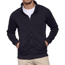 Men's Full Zip Sweatshirt No Hood Hoodies Casual Cardigan Lightweight Cotton ...