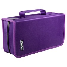 Siveit CD/DVD Storage Holder - 128 Capacity Case Black binder, Purple