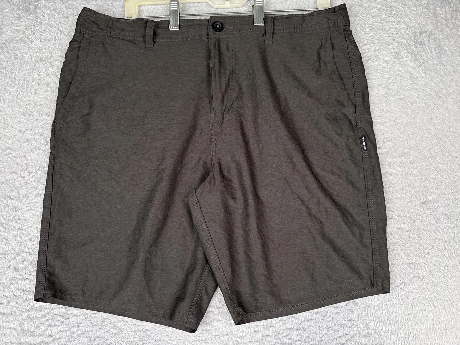 O'Neill Hybrid Shorts Mens 34 Gray Microfiber Chino 9 Inseam Quick Dry Casual