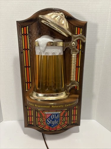 Vintage Old Style Beer Bubbler Motion Bubbling  Stein Bar Sign Light Mug 1976