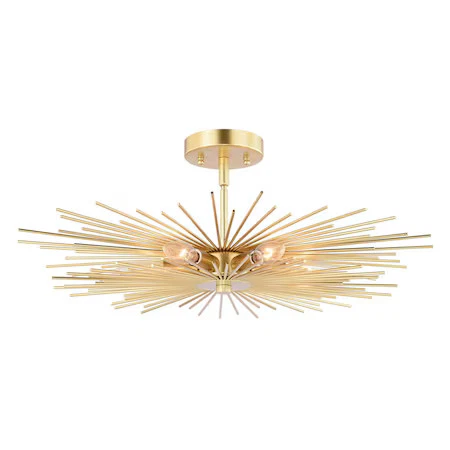 VAXCEL C0228 Nikko 24-in W Gold Mid-Century Modern Semi Flush Mount Ceiling - Picture 1 of 9