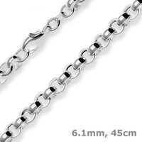 6,1Mm Erbskette Silberkette Collier Halskette Aus 925 Silber Rhodiniert 45Cm