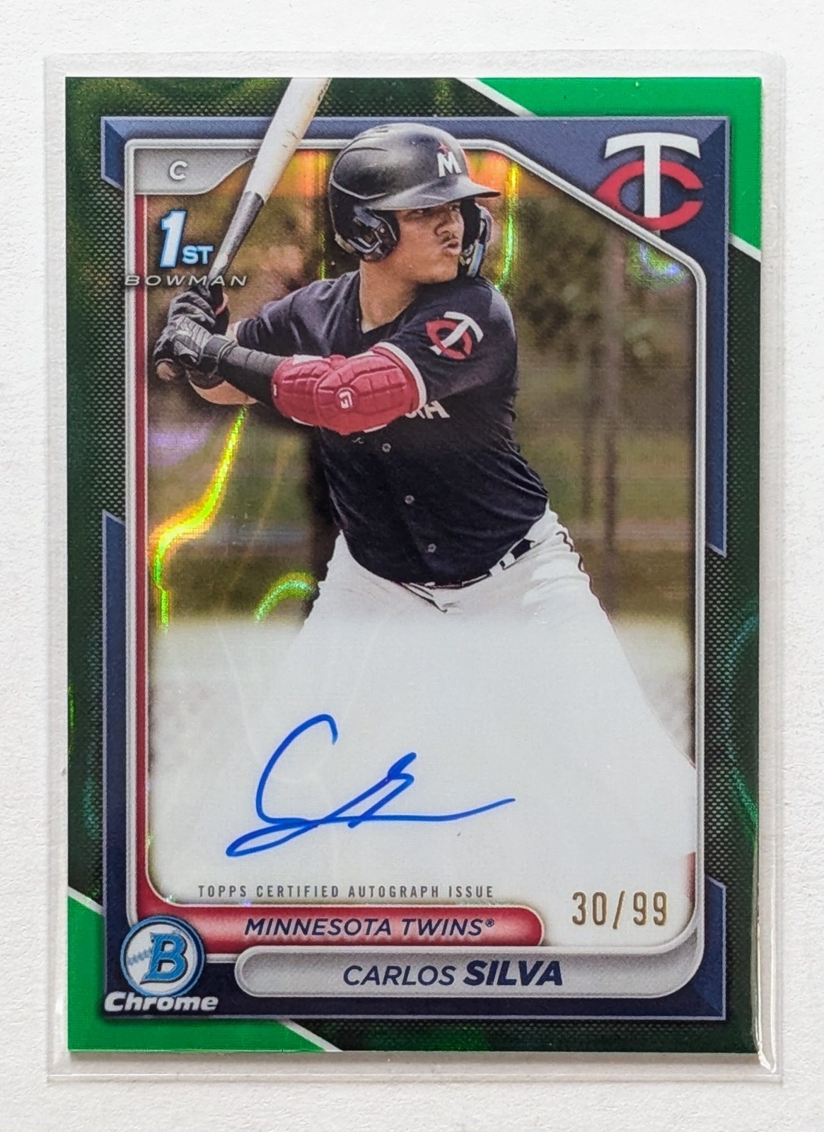 2024 Bowman Chrome Carlos Silva 1st Bowman Green Lava Refractor Auto /99 CPA-CSI