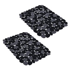 Pebble Sink Mats for Stainless Steel Sink, PVC Sink Saddle Protectors Black