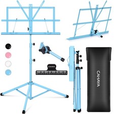 Portable Sheet Music Stand, Desktop Book Holder, 54.3 in, Bag, Clip, Black
