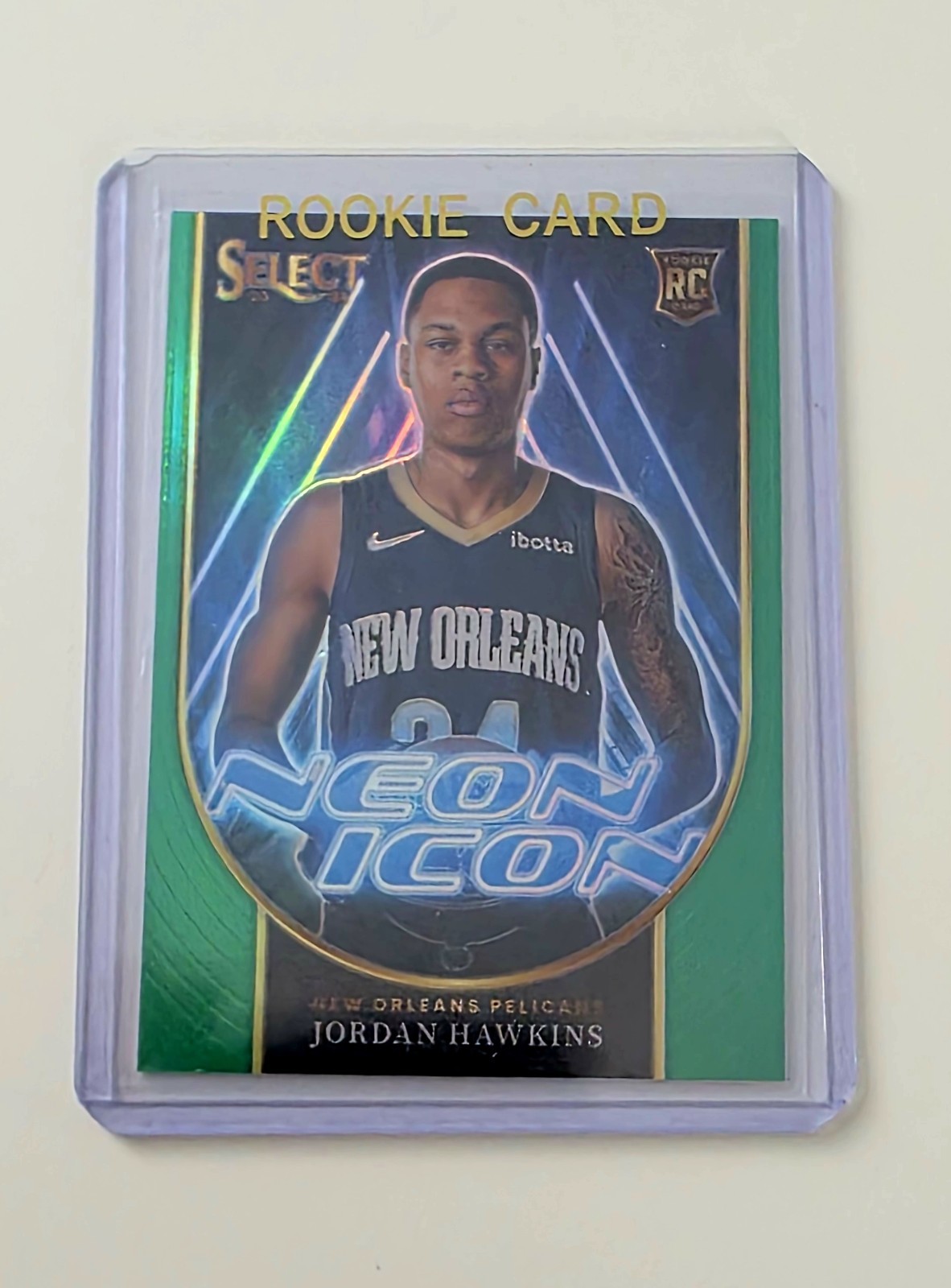 2023-24 Panini Select Basketball #25 JORDAN HAWKINS RC Neon Icon Green Prizm
