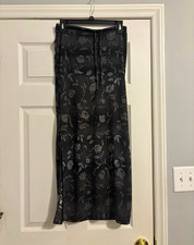My Michelle Black/Gray Floral Vintage Maxi A- Line Skirt S
