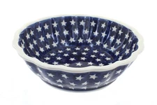 Blue Rose Polish Pottery Stars Large Scallop Bowl
