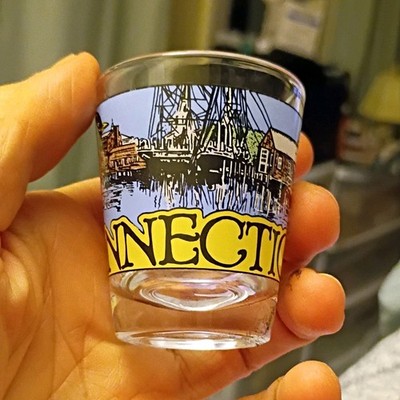 Connecticut Scenic Souvenir Shot Glass with Waterfront Design