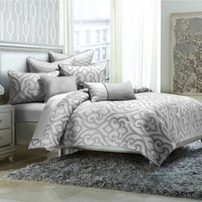 AICO Furniture - Canterbury 8 Piece King Comforter Set"Silver