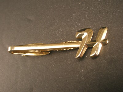 H Monogram Initials Letter Vintage HICKOK Tie Bar Clip hanse howard hal harry