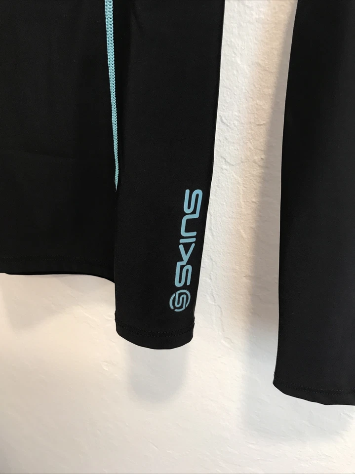 Camisa de ciclismo Skins manga larga negra azul talla juvenil M Foto 2 de 4