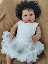 24in Afro Reborn Baby Doll Toddler Dark Skin Girl Hand-Rooted Hair Birthday Gift