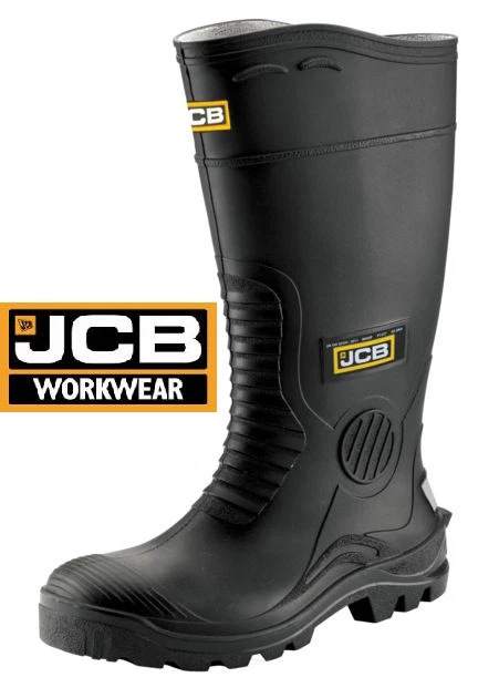 JCB WELLIES WATERPROOF SAFETY WELLINGTONS STEEL TOE CAP MIDSOLE YARD BOOTS SZ UK