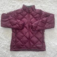Montbell Jacket Womens Small Red Alpine Light Down 800 FP Outdoor Quilted Zip