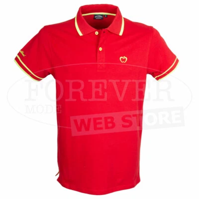 Polo Homme Baci Abbracci Avec Logo Brodé Et Imprimé Col Avec Bords Fluo BAM1421B - Photo 1/4