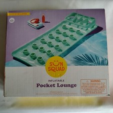 Inflatable Pocket Lounge Chair Sun Squad 5 FT 9 INCHES Long With Repair Kit NEW