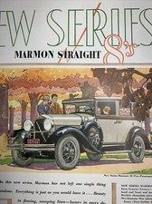 1928 Marmon Straight 8   Auto Car Ad Color Art Deco  Flapper Girl Dapper Man