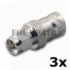 3 Pack - SMA Male Plug to BNC Female RF Coax Antenna Adapter Converter Connector