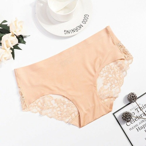 Women Seamless Underwear Sexy Lace Lingeries Knickers Ice Silk Panties Briefs - Picture 16 of 23