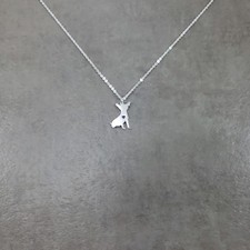 Chihuahua Dog Sitting SILVER Plated Necklace Gift Box Mexico Pet Breed Canine