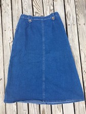 Vintage Koret City Blues Petites A-Line Denim Skirt Elastic Size 10 P Women's