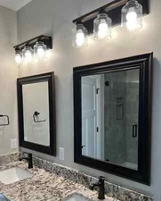 Kira Home Caspian 23" 3-Light Modern Industrial Vanity Light, Russet Oak & Black