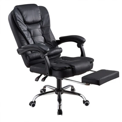 Ergonomic Office Chair with Footrest High Back Recliner PU Leather Seat Armrest