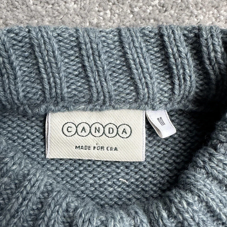 CANDA Herren Vintage Pullover Gr. M WOLLE 90er Retro Strickpullover 23017 Grün - Bild 4 von 4