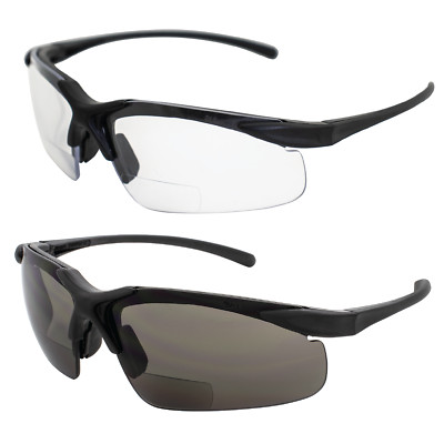 2 Pair of Apex 1.5 Bifocal Safety Glasses One with Clear Lenses One with Smoke