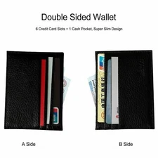 Mens Slim Leather Wallet Card Holder Front Pocket Wallets Credit ID Pocket Thin