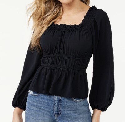 Peplum Square Neck Top from Sofia Vergara, size 3XL, black blouse