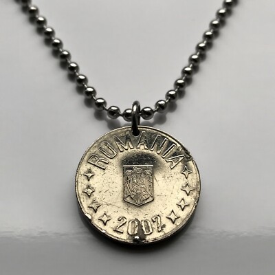 2007 Romania 10 Bani coin pendant Romanian golden eagle Bucharest Brasov n001718