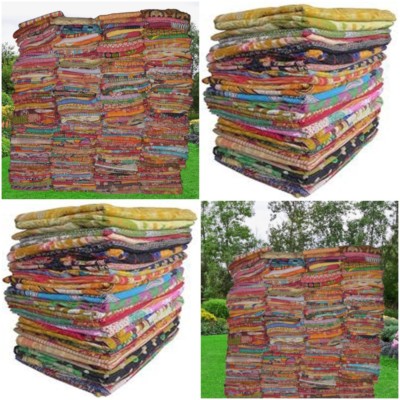 20 Pcs Mix Kantha  Lot Handmade Indian Vintage Quilt Reversible Kantha Bed Cover
