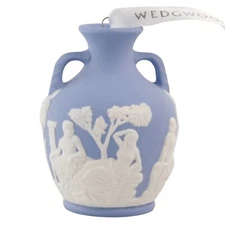 Wedgwood Iconic Blue Portland Vase Ornament White Relief 3" w/Box