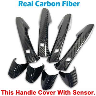 Real Carbon Fiber Handle Cover LHD W/ Smart Sensor Fits 12-18 W218 CLS550 CLS63
