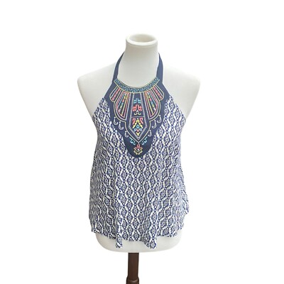 Flying Tomato Women's Halter Top Size Small, Embroidered,Rayon, Bohemian Style