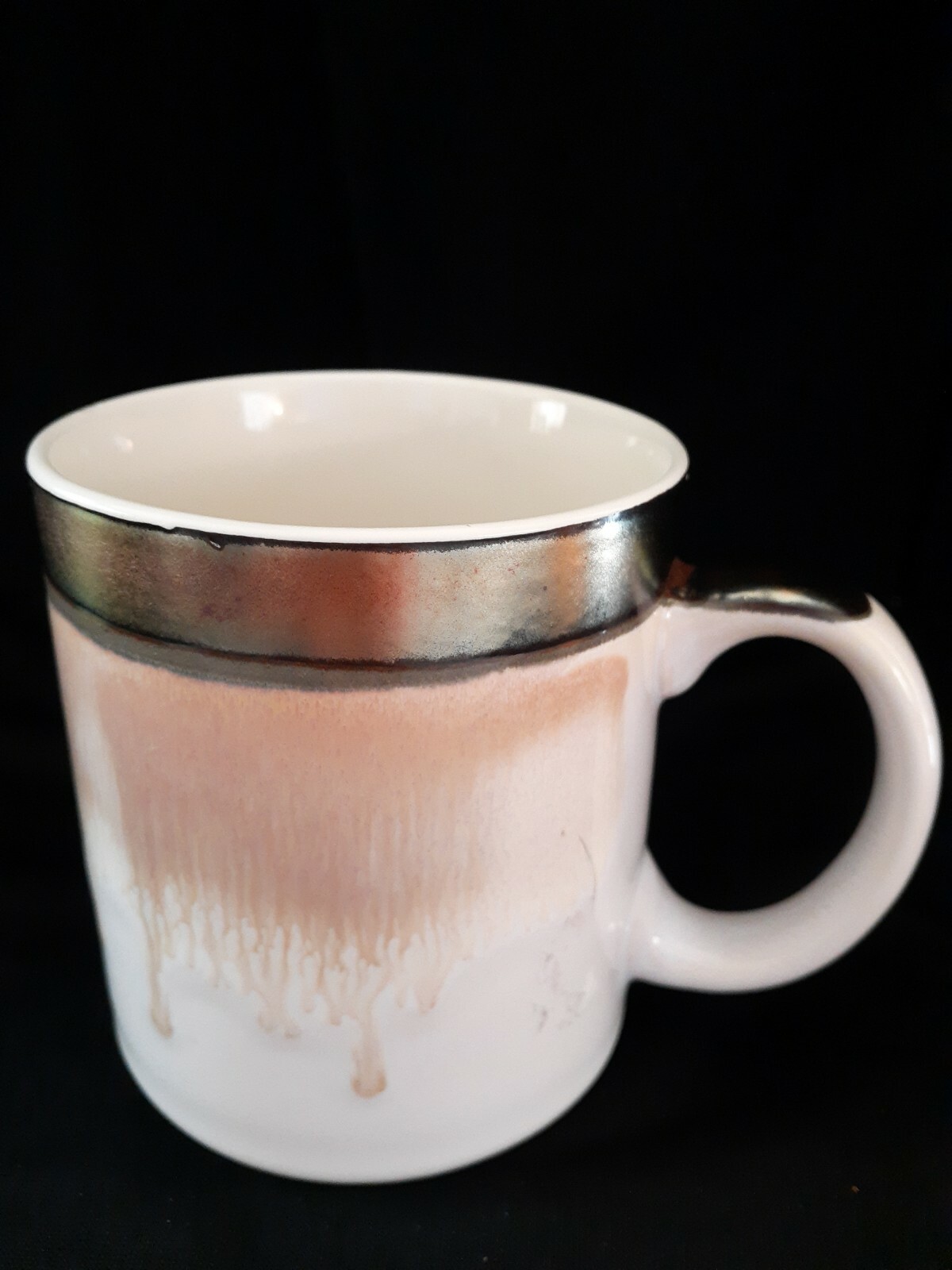 POTTERS CORNER Reactive Dip Dye Ceramic Coffee Mug 15 oz Metallic