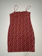 AEROPOSTALE Mini Dress Red Floral Spaghetti Strap Tight Bodycon Size Small