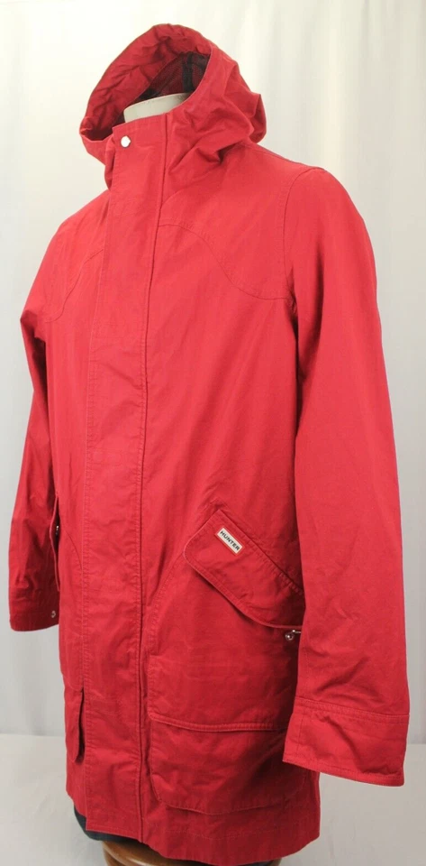 ABRIGO DE LLUVIA CON CAPUCHA ROJO ORIGINAL HUNTER TALLA L ¡EN MUY BUENA CONDICIÓN! Foto 3 de 4
