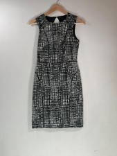 H&M Black & White Abstract Print Dress - Size 6 - Retro Workwear Style