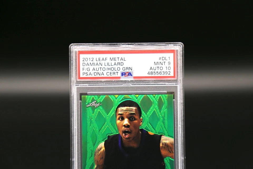 2012 Leaf Metal DAMIAN LILLARD Faces of the Game Green /10 Auto RC PSA 9 Mint 🔥 - Image 2 of 4