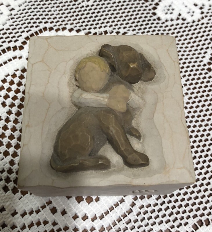 Willow Tree Boy And Dog Trinket  Box - Hug-2004