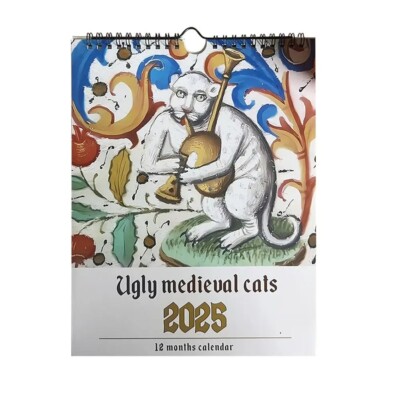 Medieval  Calendar 2025 Strange Medieval Cats Wall Calendar 2025 Ugly7126