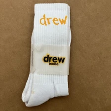 Drew House Scribble Socks Crew White Yellow Crew Socks Justin Bieber