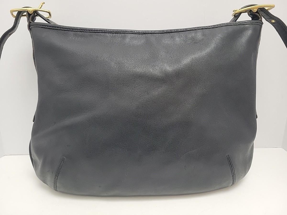 Vintage Coach J0D 9213 Black Leather Hobo Handbag Shoulder Bag