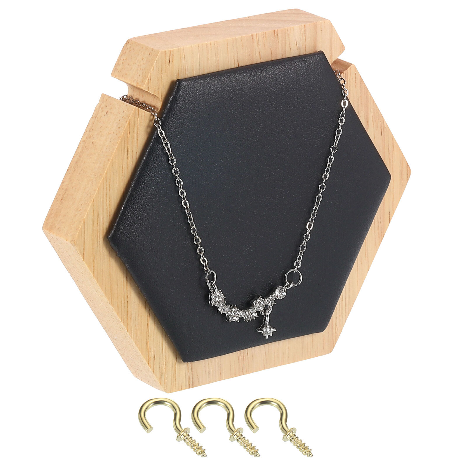 Hexagon Necklace Display Stands Jewelry Organizer Holder Black